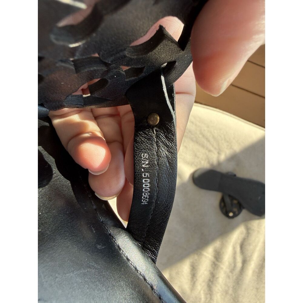 Tory Burch Sandals Womens Size 11 Black Miller Logo Leather Slip On Flats - Picture 5 of 5